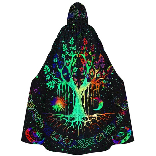 Hooded black cloak - robe, for