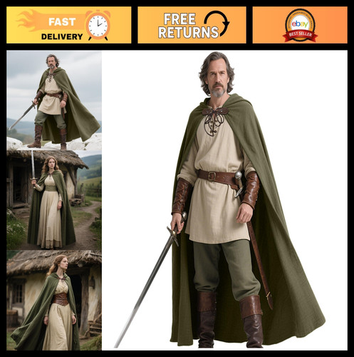 Medieval hooded cape cloak - cape,